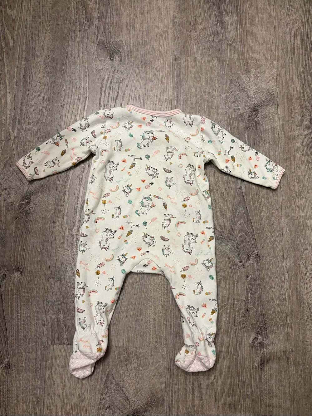 Baby Girls Little Marc Jacobs Footed One-Piece Unicorn Pajamas- 6 Months- Used